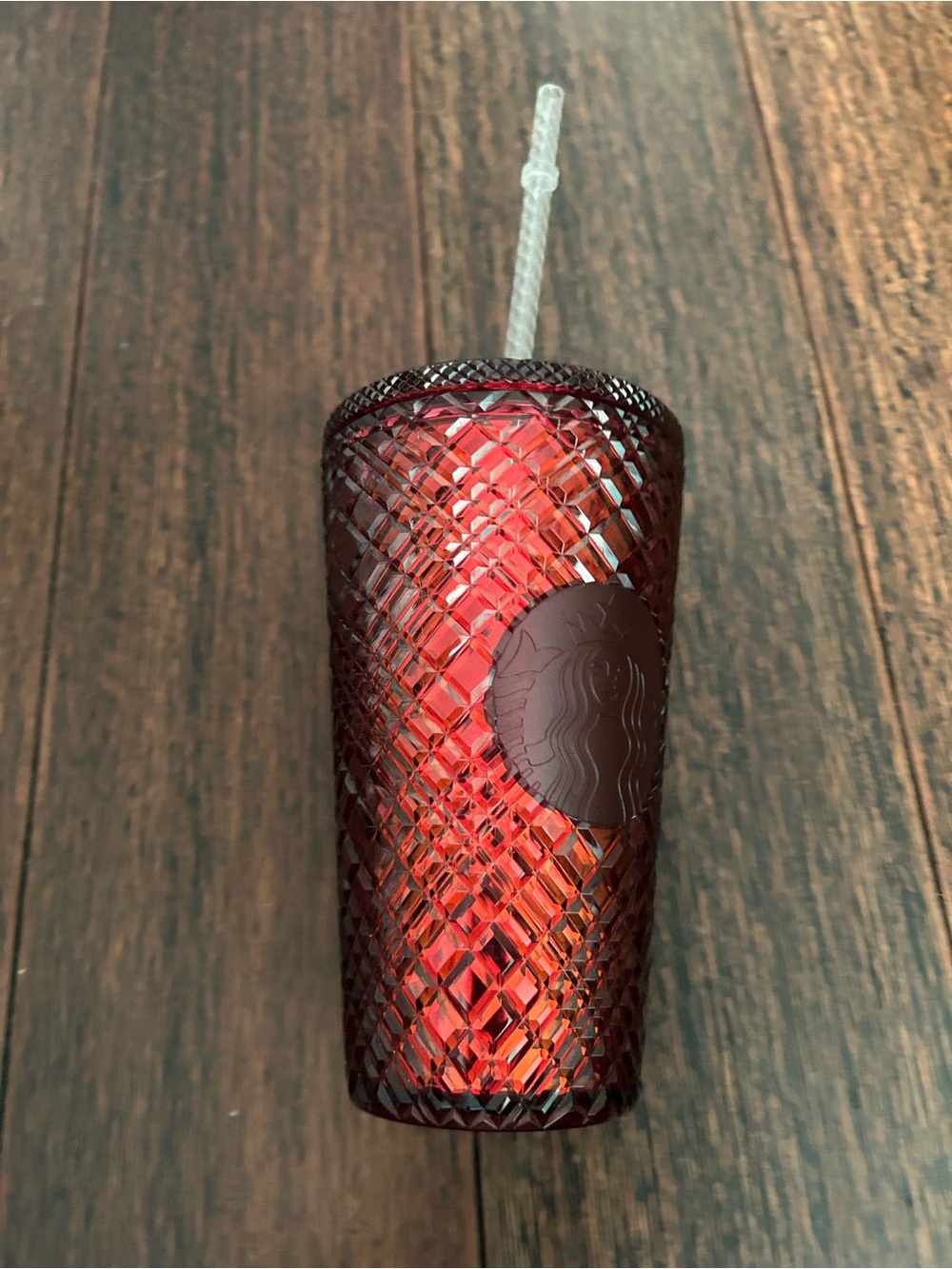 Textured Red Starbucks.  Tumbler with Straw